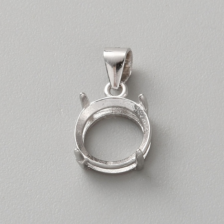 925 Sterling Silver Rhinestone Claw Pendant Settings STER-WH0004-072D-P-1