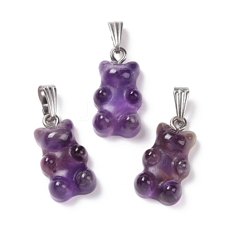 Natural Amethyst Pendants G-G854-01P-07-1