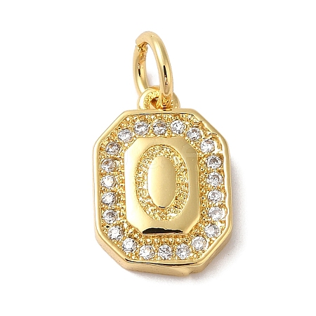 Real 18K Gold Plated Brass Micro Pave Clear Cubic Zirconia Pendants KK-L216-002G-O-1