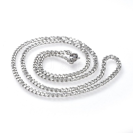 201 Stainless Steel Curb Chain Necklace NJEW-G326-05P-1