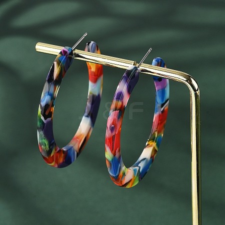 Cellulose Acetate(Resin) Half Hoop Earrings X-KY-S163-374-1