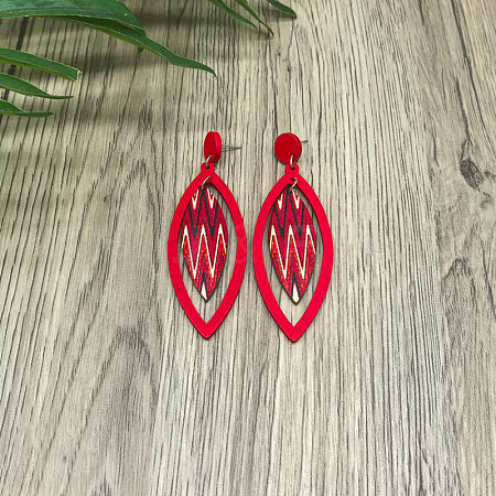Wood Stud Dangle Earrings WG18F0D-01-1
