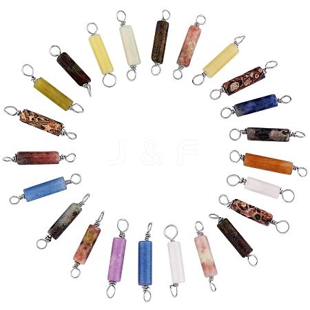 48Pcs 12 Styles Natural Mixed Stone Connector Charms FIND-SZ006-08-1