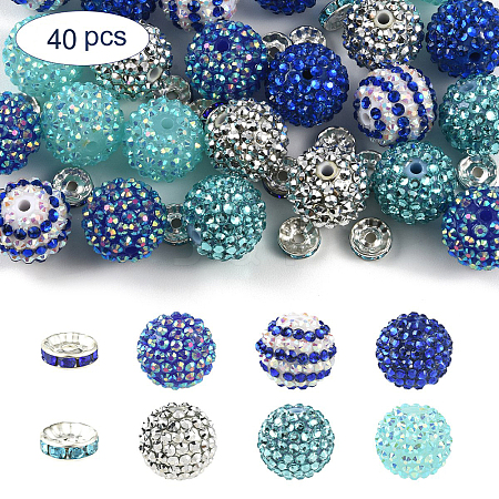 24Pcs 6 Styles Resin Rhinestone Graduated Beads RESI-YW0006-33-1