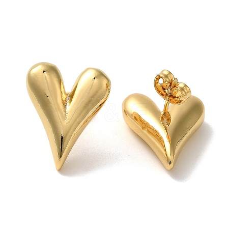 Rack Plating Brass Heart Stud Earrings EJEW-L224-65G-1