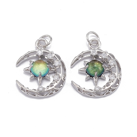 Brass Micro Pave Clear Cubic Zirconia Glass Pendants LS-ZIRC-C024-06P-04-1