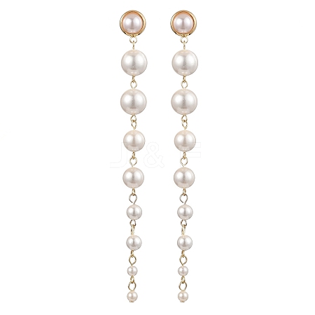 Shell Pearl Tassel Stud Earrings for Women EJEW-JE06195-01-1