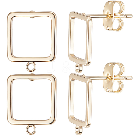 Beebeecraft 20Pcs Hollow Square Brass Stud Earring Findings KK-BBC0012-85-1