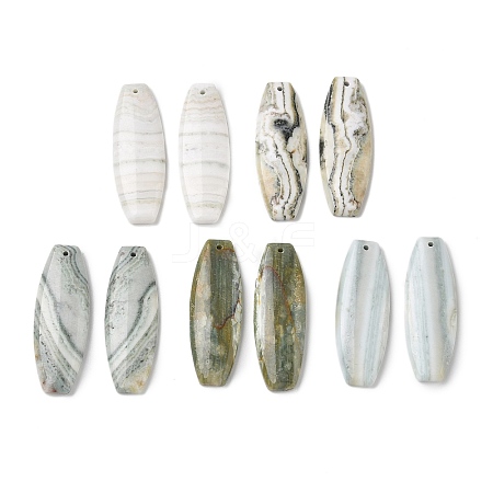 Natural Indian Green Line Jasper Pendants G-Z151-02E-1
