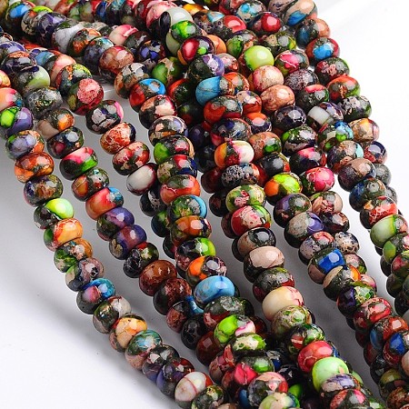 Dyed Natural Imperial Jasper Rondelle Beads Strands G-M275-03-4mm-1
