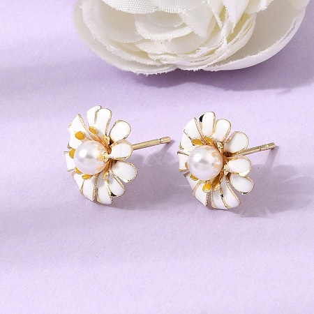 Brass Enamel Stud Earrings KK-CBA8324-27G-04-1