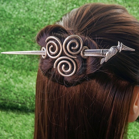 Antique Silver Viking Hair Sticks Hair Pin PW-WG2F806-16-1