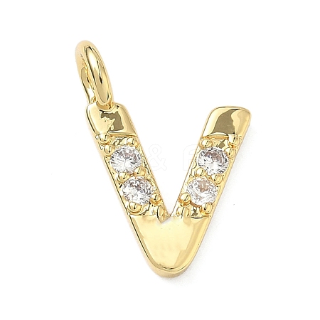 Brass Micro Pave Clear Cubic Zirconia Pendants KK-I476-01G-V-1