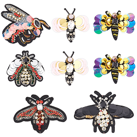 Fingerinspire 8Pcs 6 Style Bees Computerized Embroidery Cloth Sew on Patches DIY-FG0003-59-1