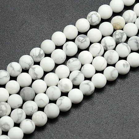 Frosted Howlite Round Bead Strands G-M064-14mm-12-1