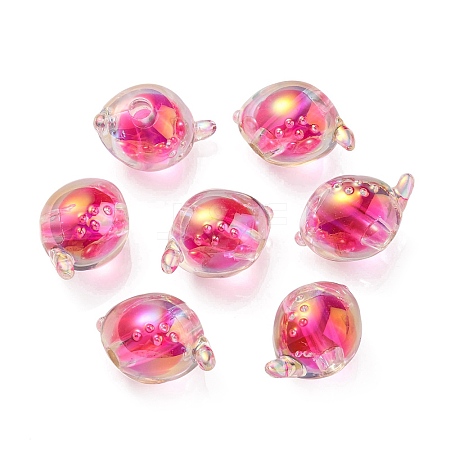 UV Plating Rainbow Iridescent Acrylic Beads OACR-F004-07D-1