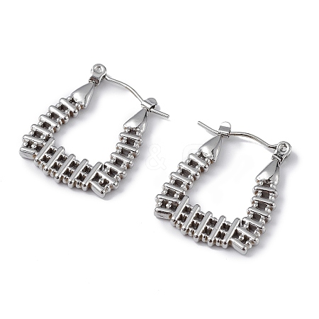 Non-Tarnish 304 Stainless Steel Rectangle Hoop Earrings for Women EJEW-I284-03P-1