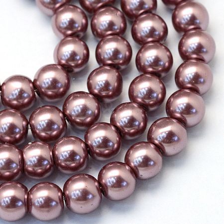 Baking Painted Pearlized Glass Pearl Round Bead Strands HY-Q330-8mm-58-1