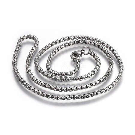 304 Stainless Steel Box Chain Necklaces NJEW-O110-05E-P-1