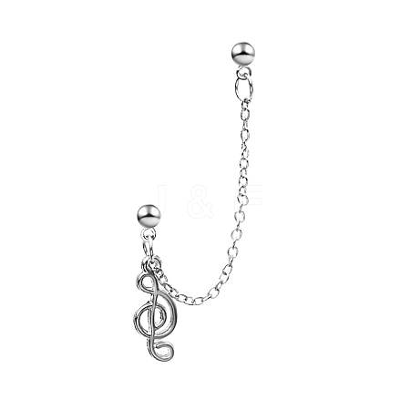 Musical Note Alloy Dangle Stud Earrings PW-WG68157-02-1