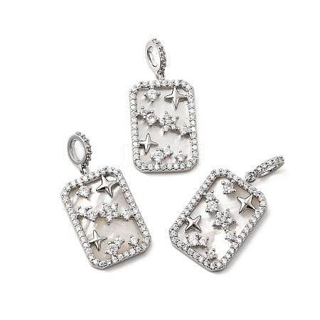 Natural Shell & Clear Cubic Zirconia Pendants KK-G553-11P-1