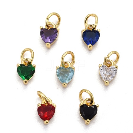 Brass Micro Pave Cubic Zirconia Charms KK-P192-08-1