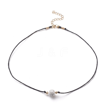 Natural Howlite Beaded Necklaces NJEW-JN03099-02-1