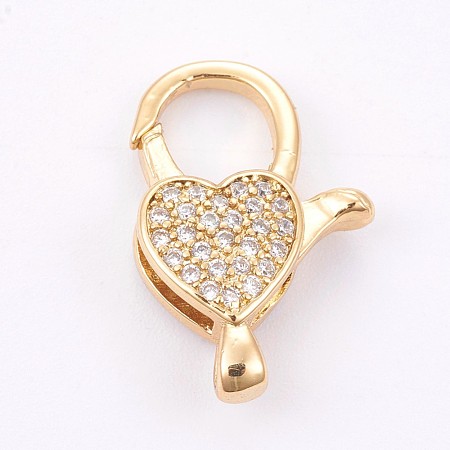 Brass Micro Pave Cubic Zirconia Lobster Claw Clasps ZIRC-E149-34G-1