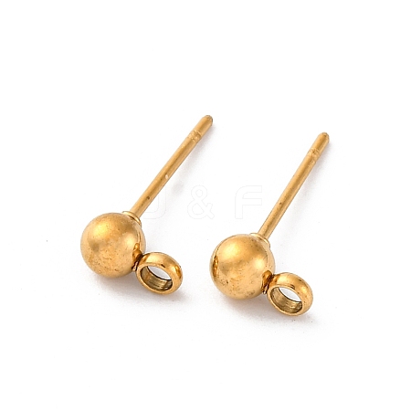 304 Stainless Steel Ball Post Stud Earring Findings STAS-Z035-01G01-H-1