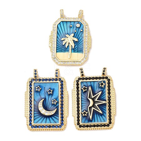 Brass Micro Pave Cubic Zirconia Pendants KK-K408-72G-1