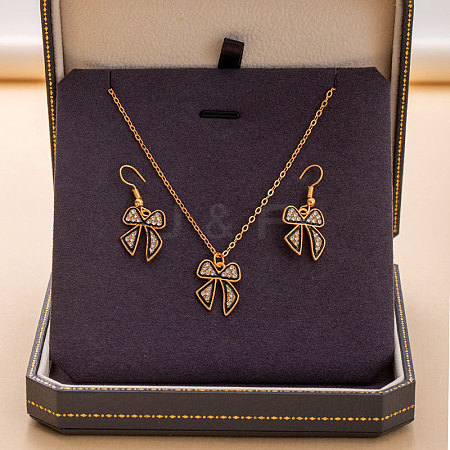 Alloy Rhinestone & Enamel Pendant Necklaces & Dangle Earrings Sets for Women FS-WGD52C4-13-1