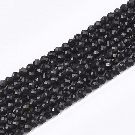 Natural Black Obsidian Beads Strands G-T108-41-1