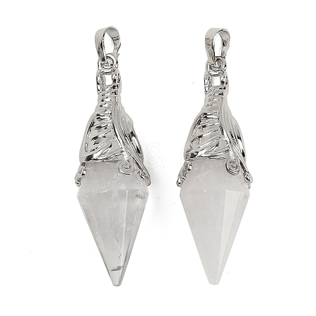Natural Quartz Crystal Faceted Bicone Big Pendants G-Z101-03P-05-1