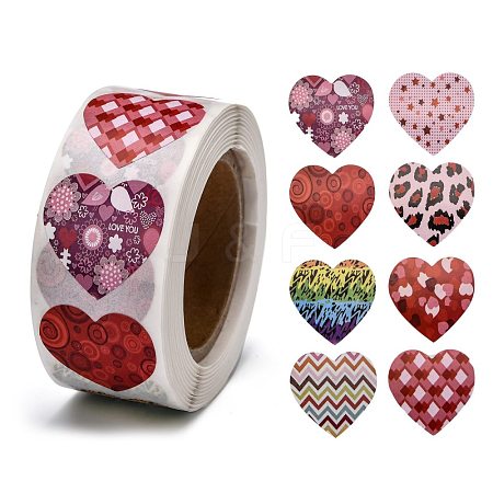 Heart Shaped Stickers Roll Valentine's Day Sticker Adhesive Label DIY-E023-06-1