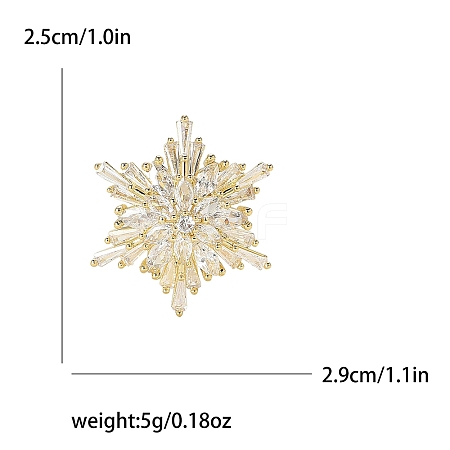 Christmas Brass Pave Clear Cubic Zirconia Snowflake Brooch for Clothes PW-WG96396-01-1