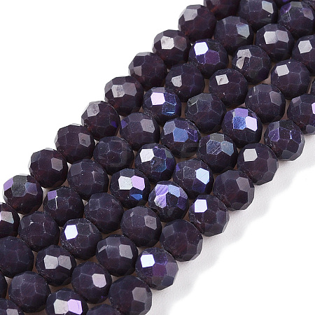 Electroplate Opaque Solid Color Glass Beads Strands EGLA-A044-P4mm-L11-1