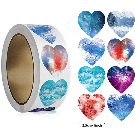 500 Paste  Paper Self-Adhesive Heart Stickers AJEW-S085-02B-1