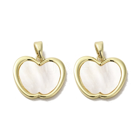 Brass Pave Shell Pendants KK-I708-14C-G-1