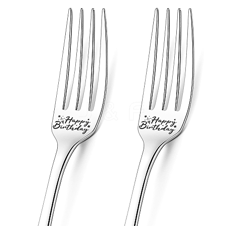 Globleland Word Pattern 304 Stainless Steel Fork AJEW-GL0001-17J-1