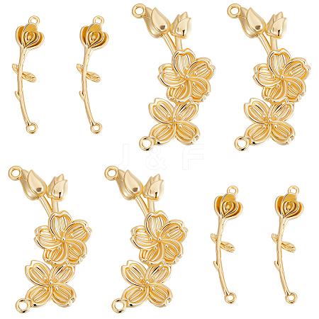 8Pcs 2 Styles  Brass Connector Charms KK-BBC0015-39-1