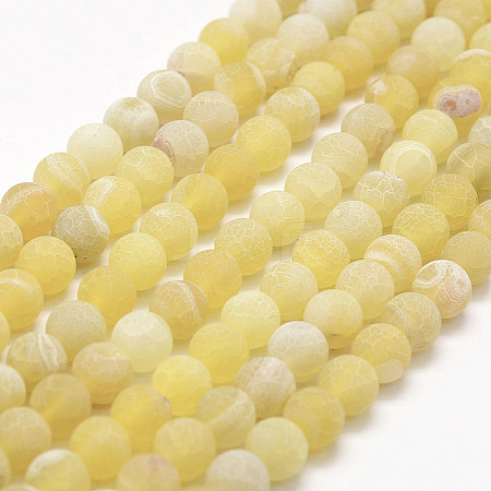 Frosted Natural Weathered Agate Beads Strands G-F367-8mm-11-1