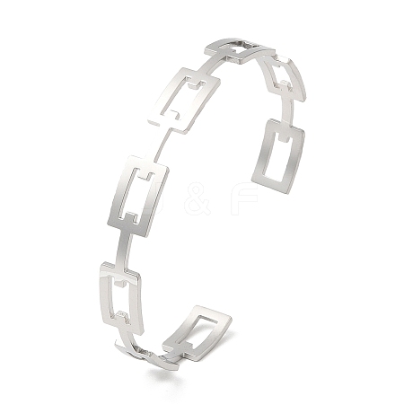 Non-Tarnish 304 Stainless Steel Hollow Rectangle Cuff Bangles LS-BJEW-H322-01P-1