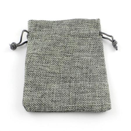 Polyester Imitation Burlap Packing Pouches Drawstring Bags ABAG-R005-18x13-04-1