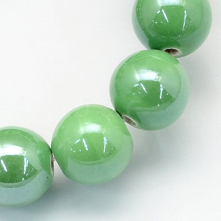 Pearlized Handmade Porcelain Round Beads PORC-S489-10mm-09-1