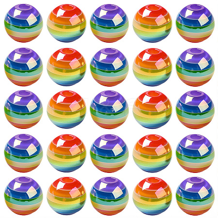 40Pcs Pride UV Plating Rainbow Iridescent Acrylic European Beads MACR-SC0002-66-1