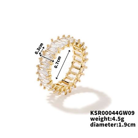 Fashionable Brass Rhinestone Plaid Ring Jewelry AJ1703-2-1