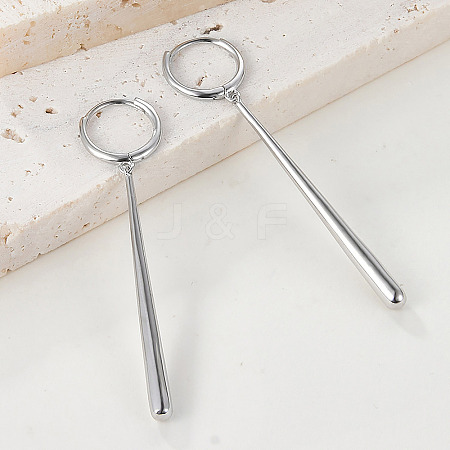 Anti-Tarnish Rhodium Plated 925 Sterling Silver Teardrop Bar Dangle Hoop Earrings for Women EJEW-F317-30P-1