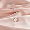 Shell Pearl Oval Pendant Necklaces NJEW-L125-008P-2