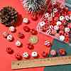 60Pcs 10 Styles Christmas Printed Schima Wood European Beads WOOD-FS0002-48-6