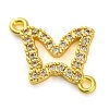 Brass Micro Pave Clear Cubic Zirconia Butterfly Links Connector Charms KK-A230-03C-G-1